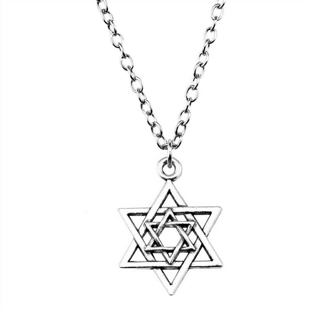 Collana Ciondolo Nodo Celtico Triquetra Stella di Davide Pendente Gioielli Vintage Boho Catena 43cm