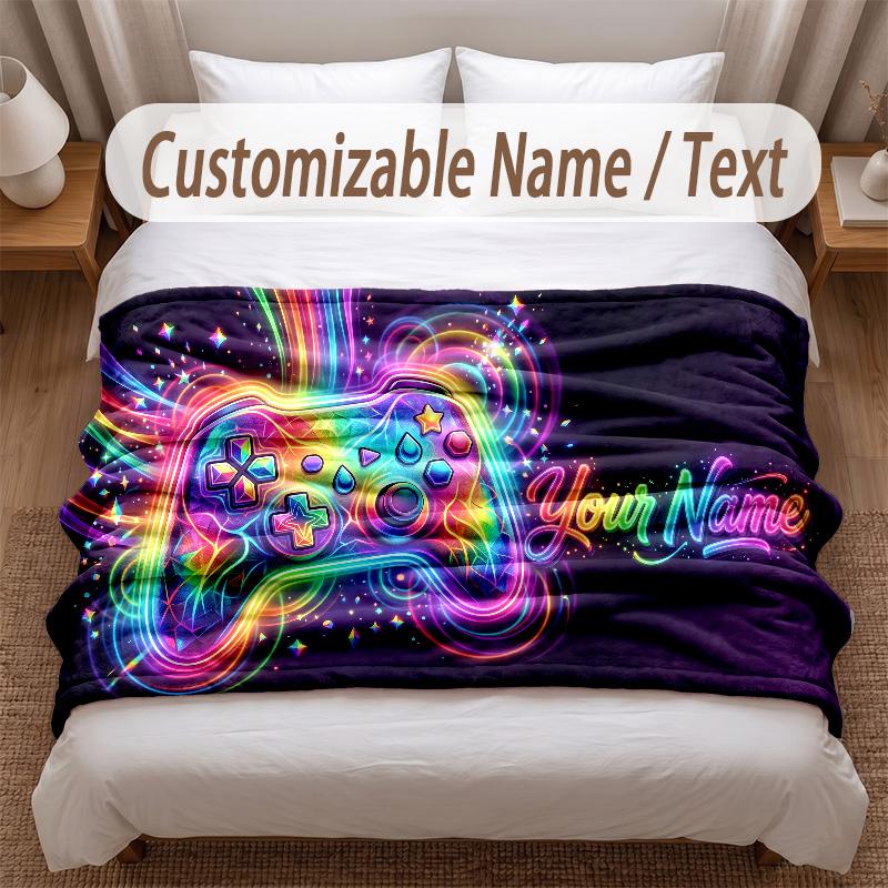 Fantasy Adventure Theme Soft Blanket Personalized Custom Name Text Print Warm Blanket Home Sofa Bedroom Decor