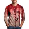 Men's Halloween Print Raglan Dralan Three-quarter Sleeve Casual Top