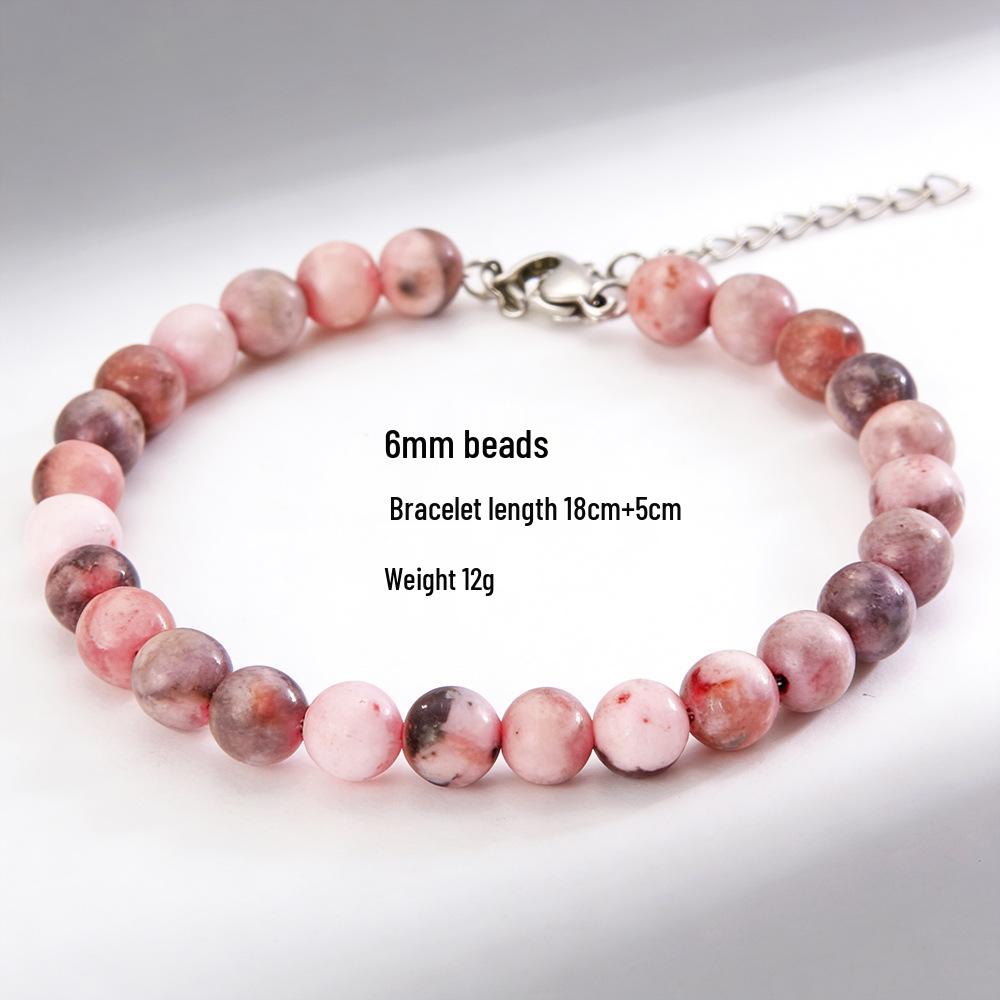 High-End Pink Zebra Stone Infinity Bracelet - Stainless Steel Beaded Jewelry Gift for Women