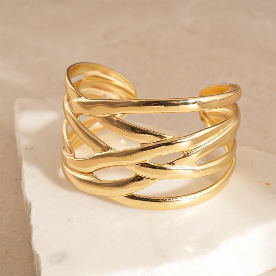 Europe and the United States irregular multi-layer cross smooth surface opening bracelet personalized bracelet simple advanced sense versatile