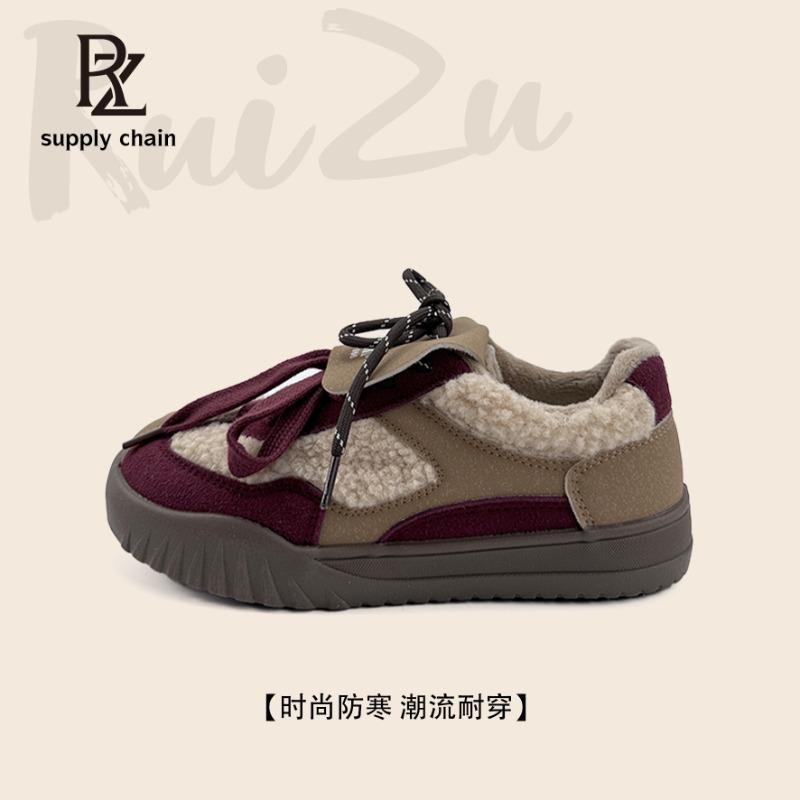 - Fleece Thickened Cotton Shoes Women's Shoes Winter New Warm Thickened Flat Baseplate Shoes Casual