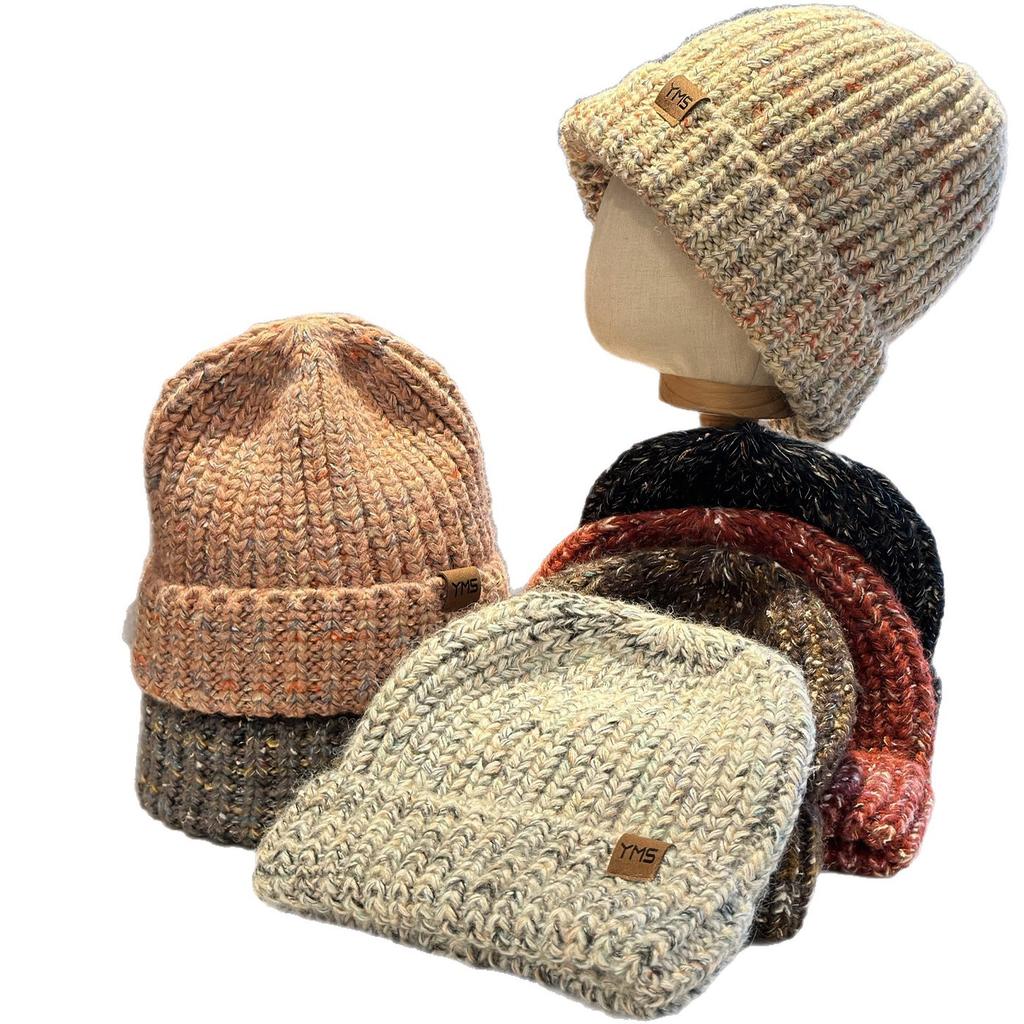 New knitted wool hats for men and women, warm and cold-proof in autumn and winter, simple color thread, small standard cold hat