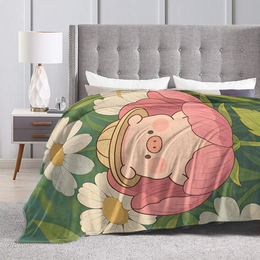 Cartoon L-Lulu Pig  Blanket Quality Soft Warm  Throw Blanket Winter Decorative Bedroom Funny Bedspread
