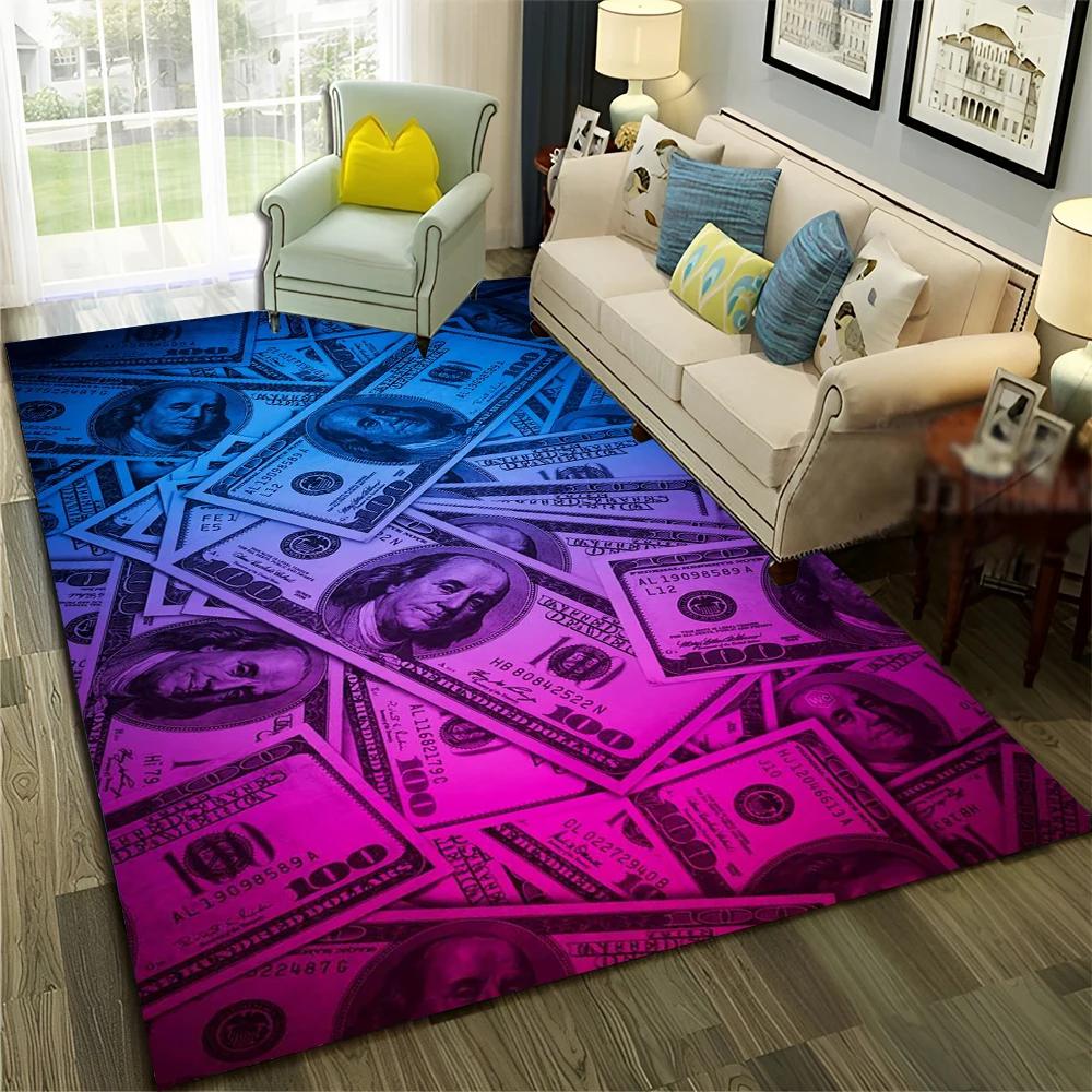 Багатий візерунок 3D килим-килимок з євро доларовими грошима для дому, вітальні, спальні, дивана, придверний килимок, декор, дитячий килим, нековзний килимок для підлоги