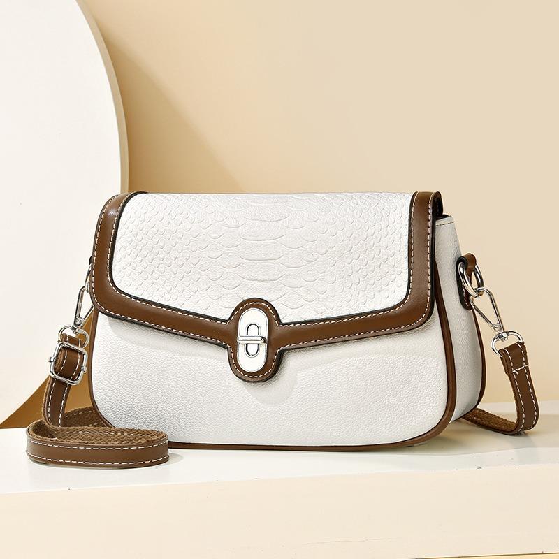 Premium contrasting color new bag women's new messenger bag crocodile pattern small square bag shoulder bag