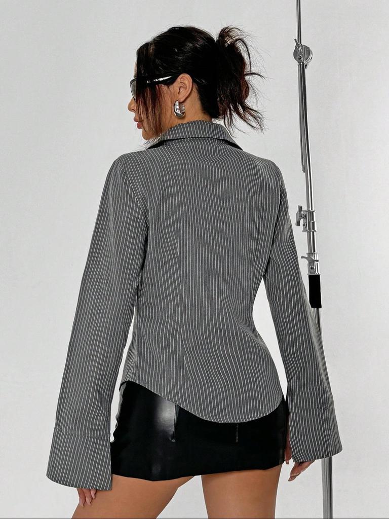 European & American Striped Casual Cardigan Shirt - New Long Sleeve Button-Up