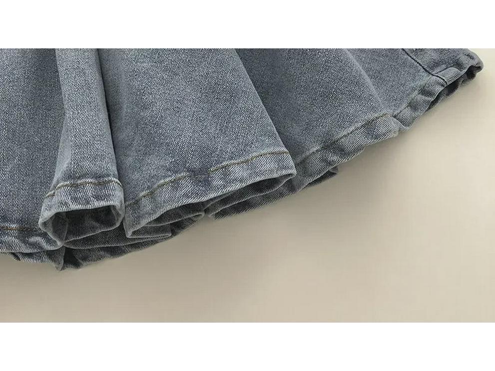 2024 Summer Slim A-Line Denim Pleated Skirt for Students