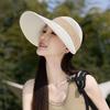 Women's Hollow Top Sun Visor Cap - Summer UV Protection Hat with Wide Brim, Face Cover Outdoor Adjustable Hat