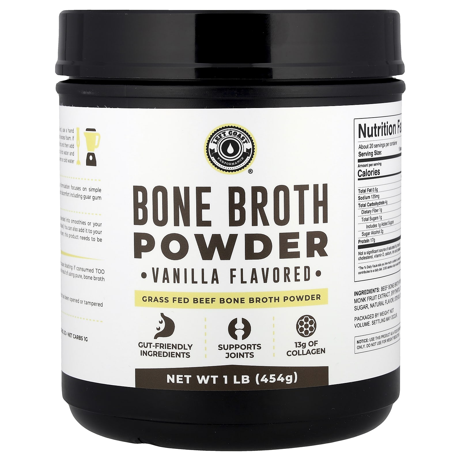

Beef Bone Broth Powder, Vanilla Flavor, 454G(1Lb)