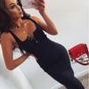 Fashion Women's Sling U-Neck Color Knitted Sleeveless Midi Dress