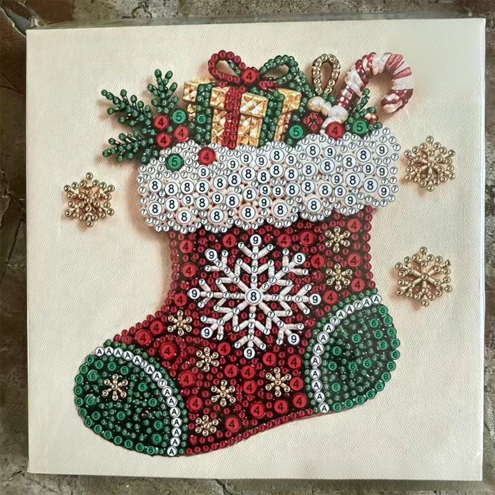 DIY Weihnachts-Perlen-Diamantmalerei Kunst-Set 3D Weihnachten Perlen-Bilder Bastel-Set für Anfänger Heimdeko Wandkunst Partygeschenk