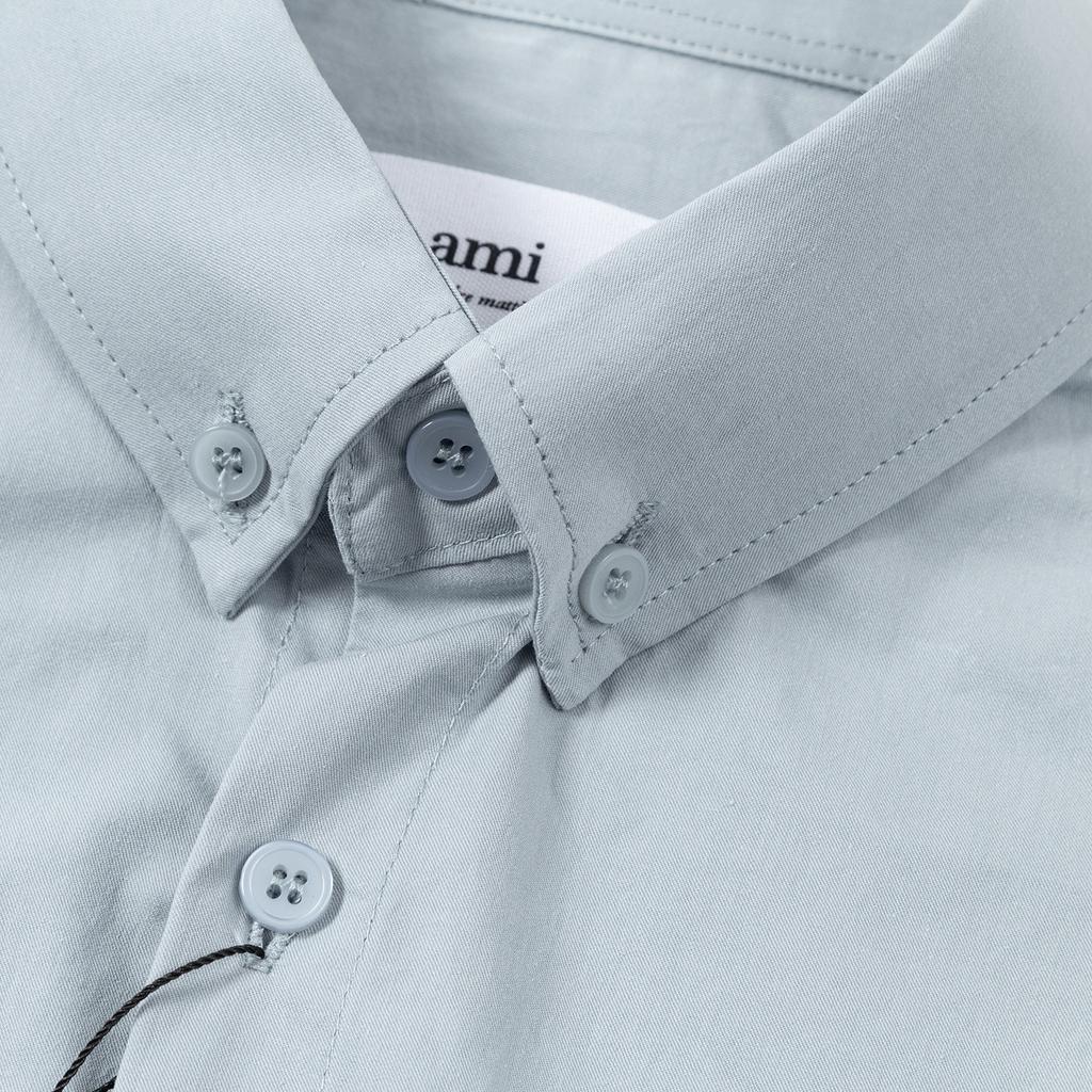 AMI Spring and Summer New Chest Color Small Heart Embroidery Casual Cotton Solid Color Long Sleeved Shirt