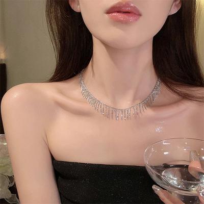 Silver Color  Short Tassel Necklace Choker For Women Statement Choker Collar Trendy Vintage Jewelry Party Gift