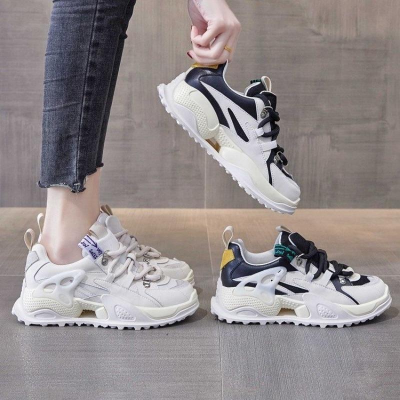 New Daddy Casual Shoes Fashion Thick Soled Sneakers Women Autumn Versatile Lace Up Platform Sports Shoes Female Zapatos De Mujer
