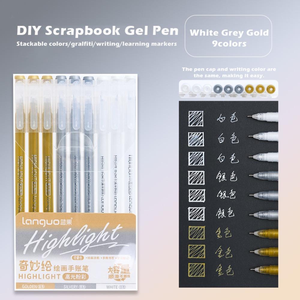 9Colors/Set Multi-color Color Gel Pen Quick Drying Mark Pens Hand Accounting Pen Set  Stationery