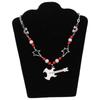 Cool Punk Guitar Pendant Necklace Hollow Star Rainbow Rhinestone Choker Collarbone Necklace Hip Hop Jewelry Y2K Choker