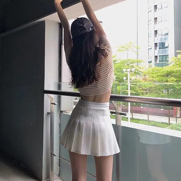 WTEMPO Girl's Streetwear School Cosplay Casual Uniform Skirts Women's Pleated Skirts Elastic High Waist Preppy Style Harajuku Y2K Skirts