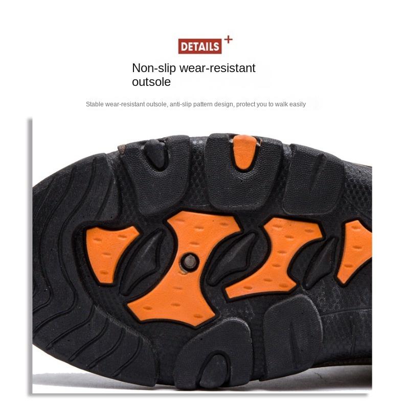 Spring and Autumn Outdoor Work Shoes Men's Sports Hiking PU Plus Cotton Warm Men's Shoes