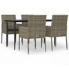 Vidaxl 5-Cz. Garden Furniture Set, Cushions, Black-Grey PE Rattan