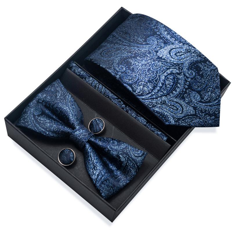 Set de 6 piezas, Corbata de Vestir de Negocios 8 cm Corbata para Hombre Set de Pajarita Caja de Regalo.