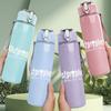 1PC Blank Pale White Empty Faded Print 750ml Colorful Plastic Sports Water Bottle Leakproof Pop Up Lid with Straw for Outdoor Work Home Use