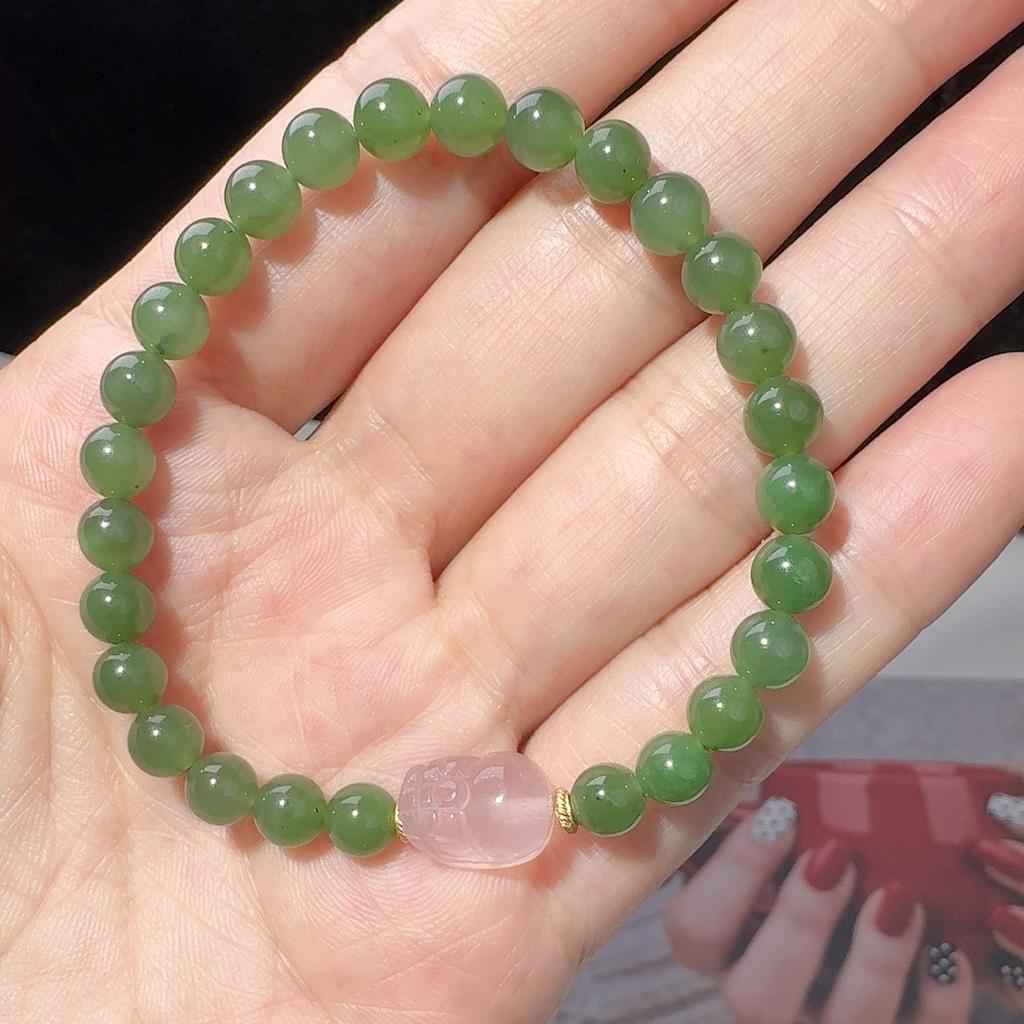 High Quality S925 Sterling Silver Natural Hetian Jade Blue Water Jadeite Beaded Temperament Simple Bracelet Women