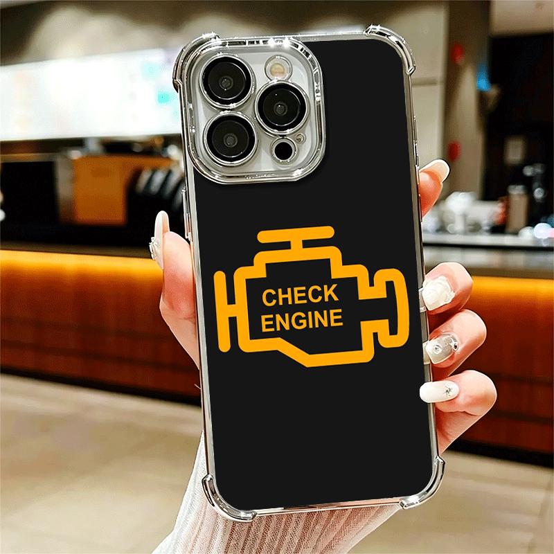 

Repair Check Engine Soft Phone Case For iPhone 15 16 17 Air 14 Pro Max 16E Plus 13 12 Mini Plating Anti-Fall Fundas iPhone 15 Plus