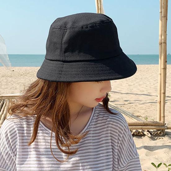 Wide Brim Round Dome Sunscreen Bucket Hat Unisex Summer Solid Color Fisherman Hat Fashion Accessories