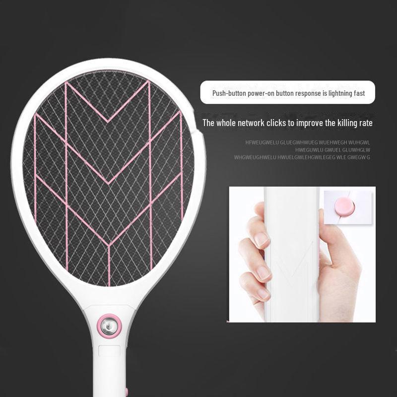 Elektrická plácačka na komáry s LED světlem dobíjená přes USB - Velká síťka a plácačka na mouchy pro domácí použití