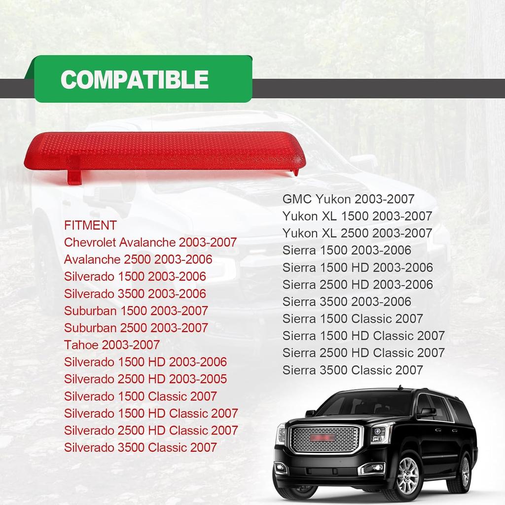 1 Pair Rear Left Driver and Right Passenger Side Door Red Reflector Panel, Safety Alert Light Cover, Compatible with Chevrolet GMC Yukon 2003-2007,