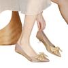 Fashion 2025 Summer New Slip On Women's High Heels Novelty Butterfly-knot Pointed Toe Med Heel Pumps for Versatile Fashion Dress Shoes