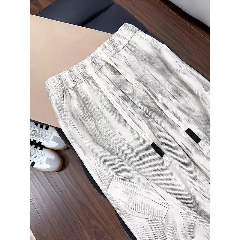 Tie-dye drape texture wide-leg pants men's and women's thin wide-leg loose lazy style versatile casual straight-leg trousers