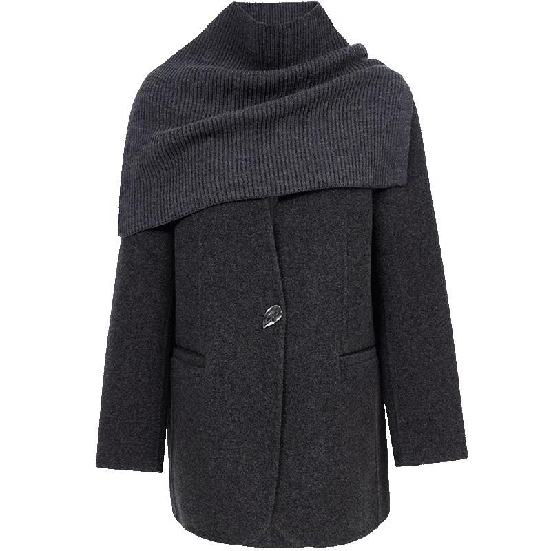 VEROMODA Women's V-neck Double-sided Wool & Cashmere Blend Coat