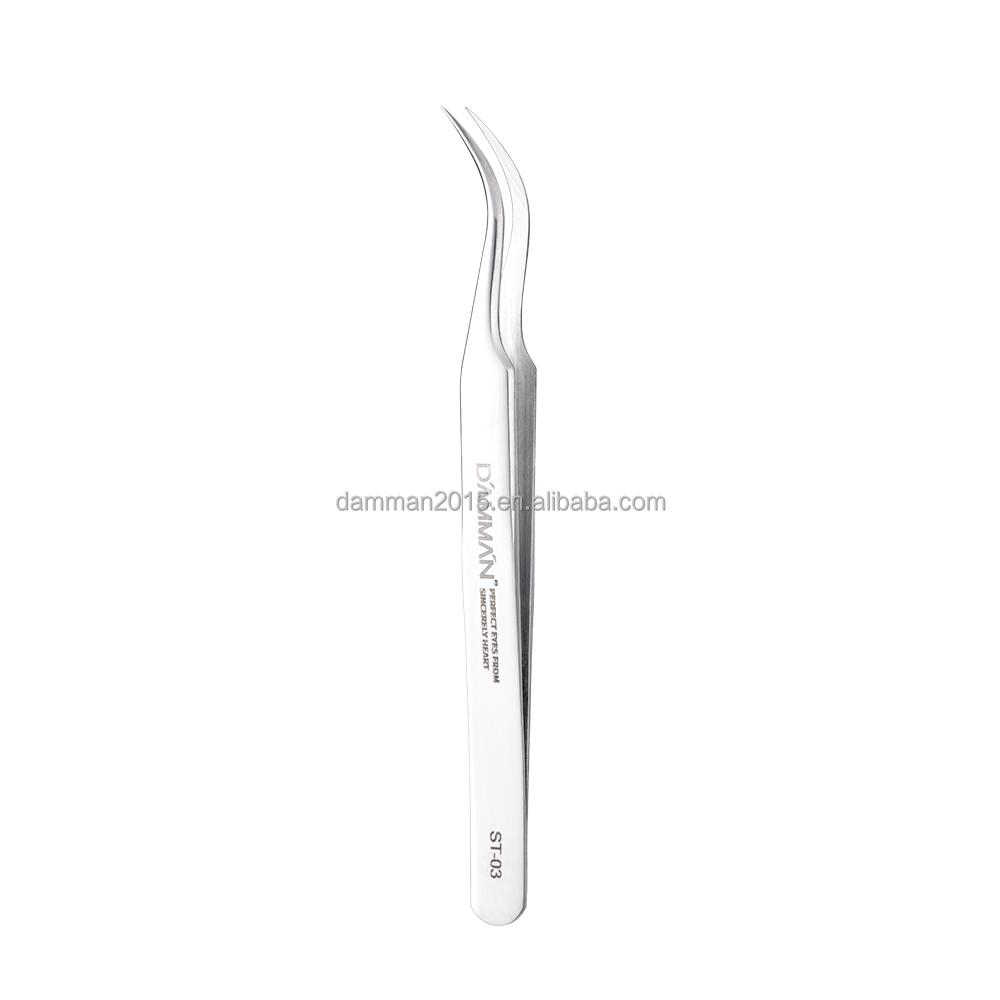 Free Shipping DAMMAN Stainless Steel Eyelash and Eyebrow Tweezers with Pointed Tip for Lash Extensions