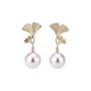 Ginkgo Leaf Pearl Rhinestone Earrings - Retro Court Style, Exquisite and Versatile High-End Fashion Studs.