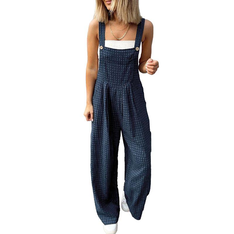 American Shiying Trendy Printed Checks Jumpsuit Women 2025 Summer New Arrival Wide-Leg Suspender Jumpsuit Women