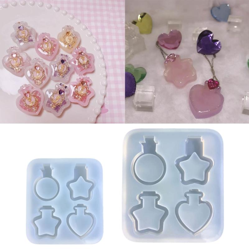 Perfume Bottle Silicone Mold Quicksand Epoxy Casting Molds Resin Shaker Mold DIY Pendant Keychain Jewelry Making Mold