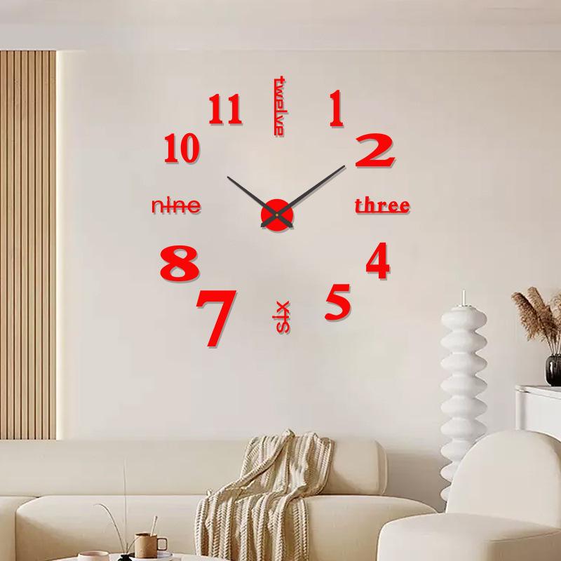 Digital Luminous DIY Acrylic Wall Clock - Punch-Free Decorative Quartz Timepiece