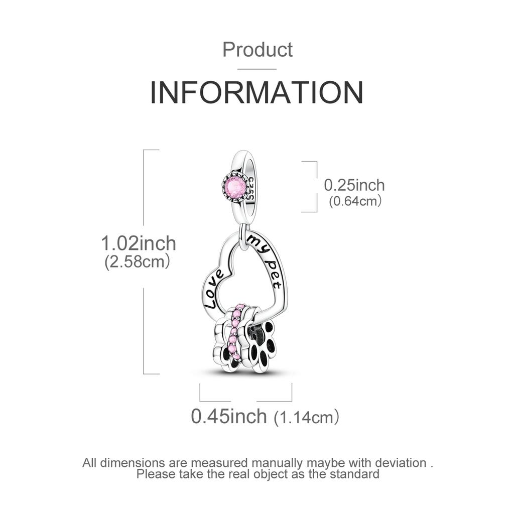 Copper Metal Charm Bead Component Heart Paw Pendant Bead Component Compatible With Authentic Original Bracelet High Quality Fine Jewelry Do It