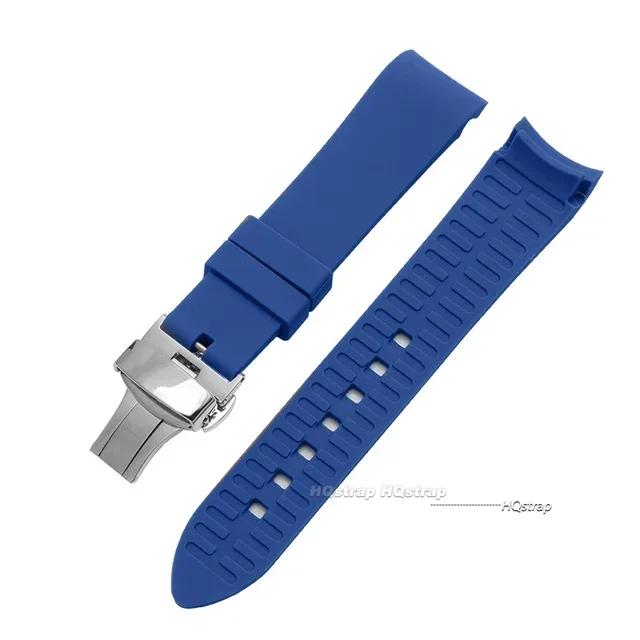 Curved End Silicone Strap for Swatch Stainless Steel Buckle 20mm 22mm Men Women Soft Waterproof Replace Watch Band for Seiko