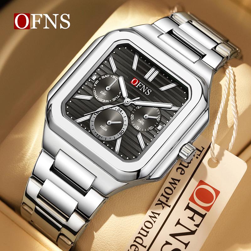 OFNS Men's Luxury Square Quartz Watch - Business Niche Design, Luminous, Waterproof.