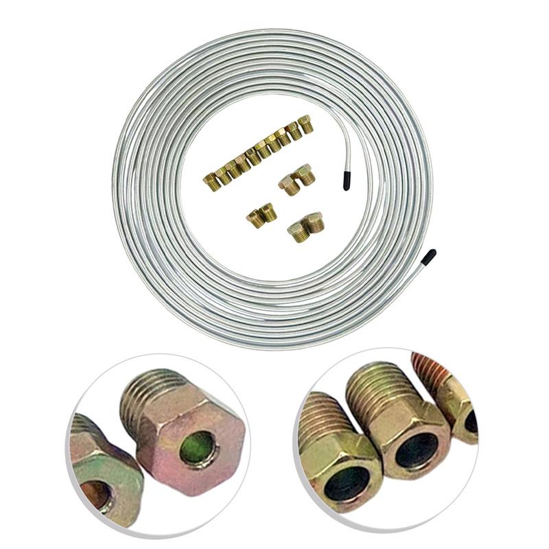 Kit Linea Freno Auto da 25 Piedi 3/16 Pollici Raccordi Linee Freno Kit di Riparazione Linee Freno Per la Maggior Parte dei Veicoli Auto SUV Camion Parti Freni