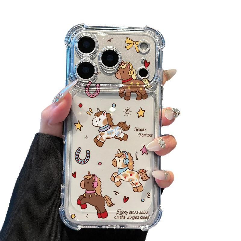 Earphone Pony Is Suitable for Apple 17 Mobile Phone Case Iphone16promax Cartoon 15plus14 All-inclusive Cartoon Case.