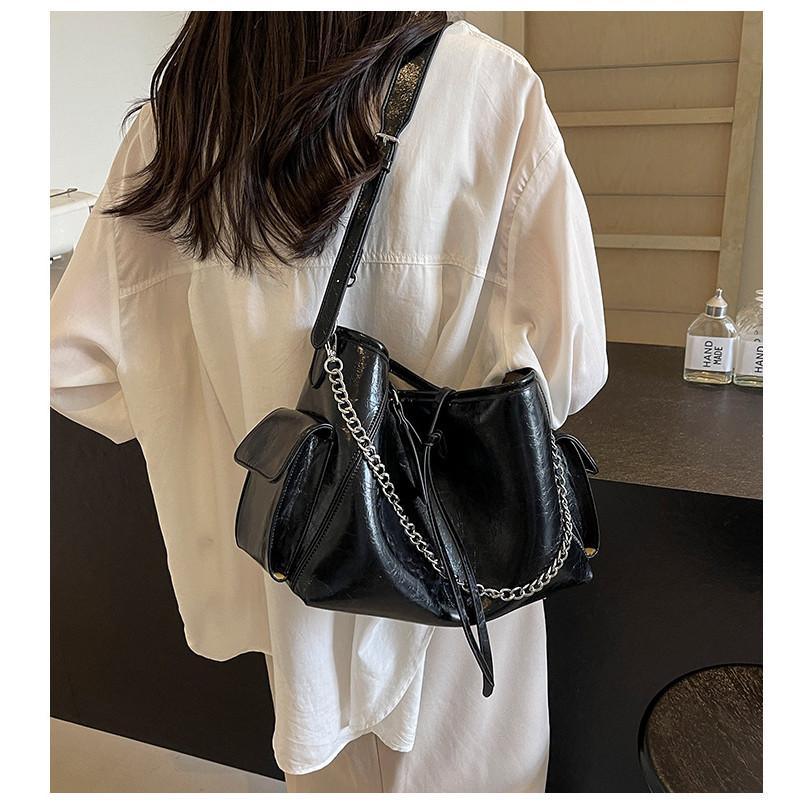 Ielgy Chain Multifunctional Burst Crack Tote Bag Shoulder Underarm Crossbody Commuter Bag