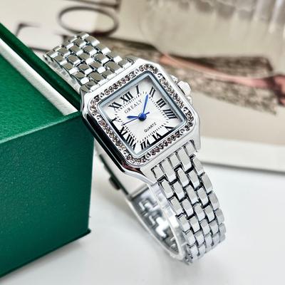GREALY Women's Square Waterproof Diamond-Set Luxury Quartz Watch