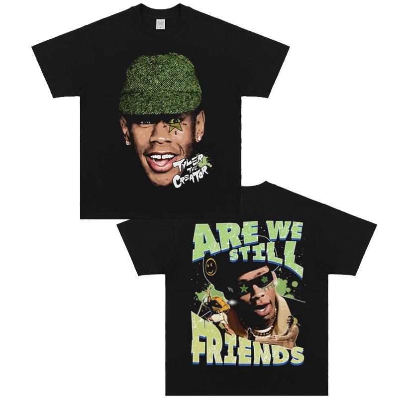 Herren Hip-Hop Kurzarm Streetwear Porträt Retro High-Street Locker Schwer reine Baumwolle Digitaler Direktdruck T-Shirt