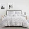 Light Grey Floral Duvet Cover Queen King, Microfiber Flower Plum Blossom Print Bedding Set Reversible Botanical Comforter Cover