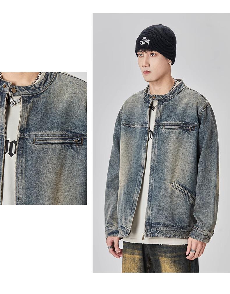 GURBAKS Retro Distressed Jeansjacke - Herren Locker Lässig Trend