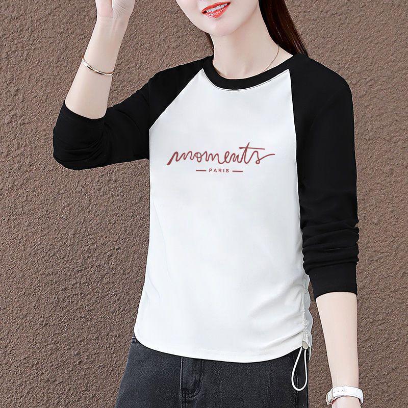 

Женская футболка большого размера с длинным рукавом на осень, с утягивающим дизайном на шнурке 3X Large